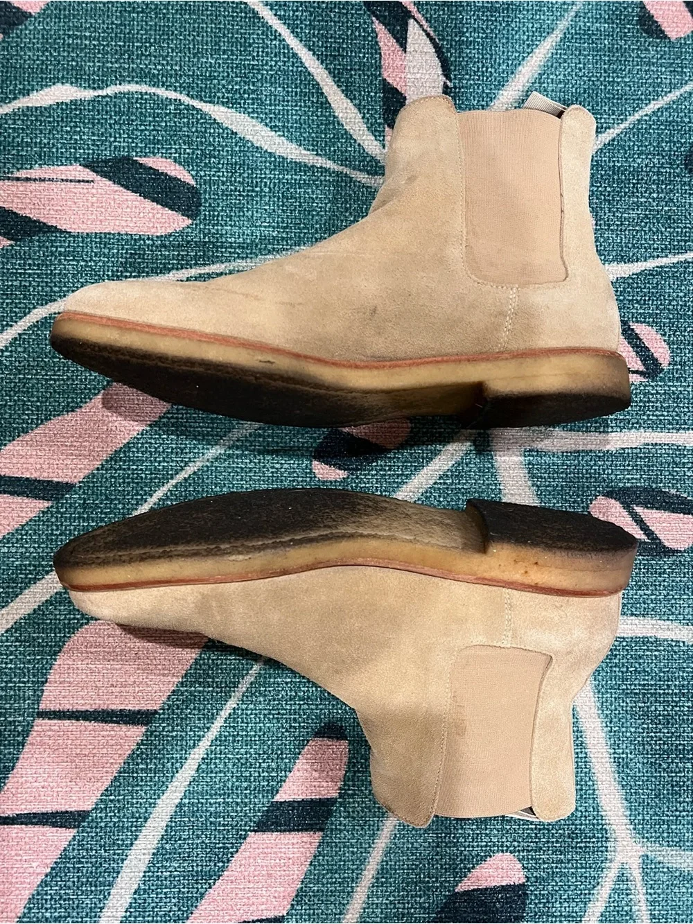 Common Projects Sand Suede Leather Chelsea Boot With Gum Sole